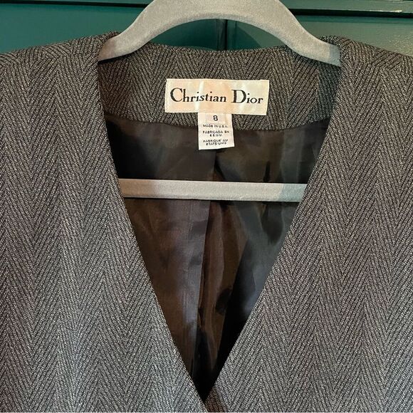 Vintage Christian Dior Tweed Pattern jacket blazer lightweight wool sz 8 - Picture 3 of 7